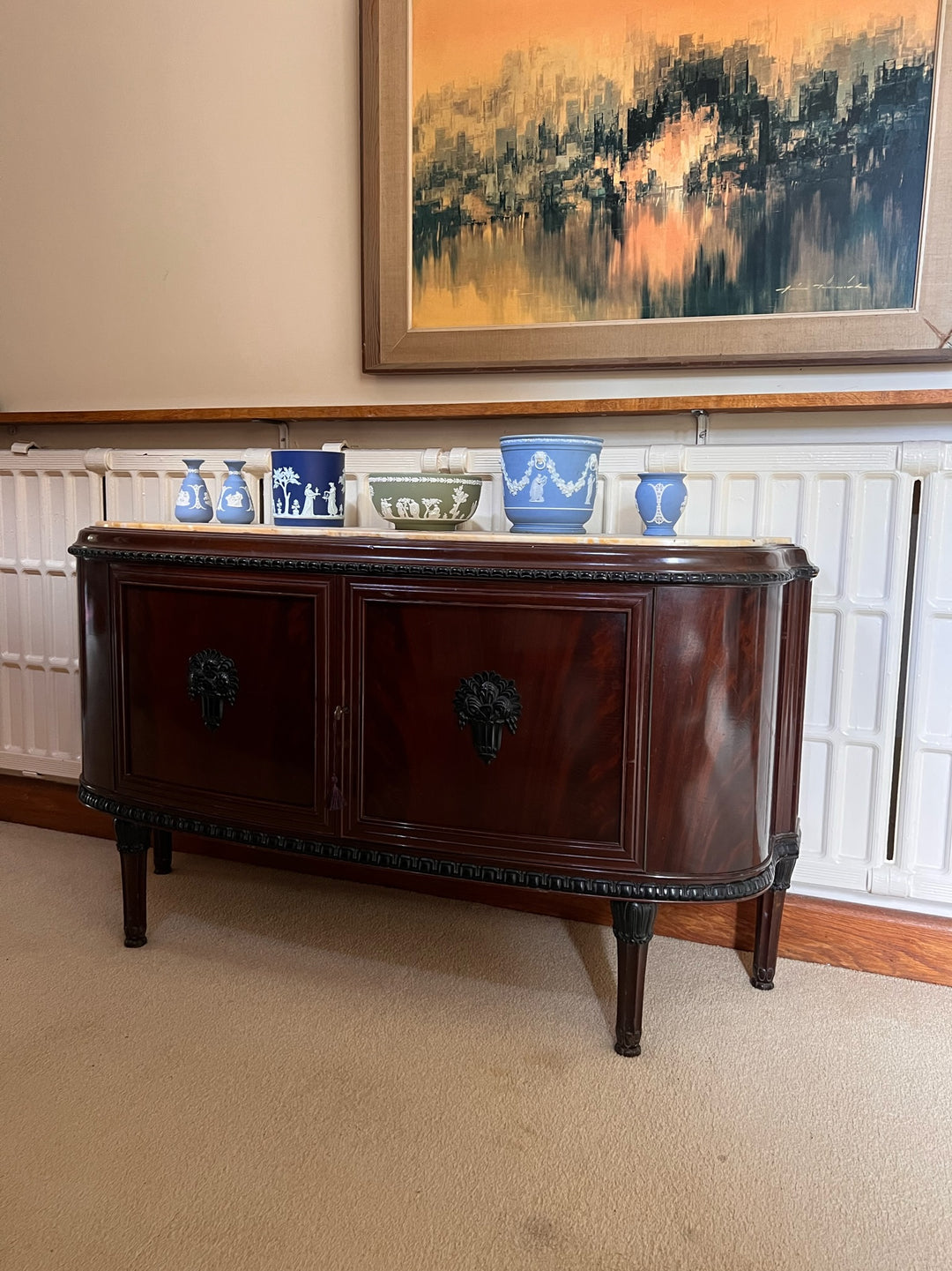 Victorian Marble Topped Mahogany Sideboard