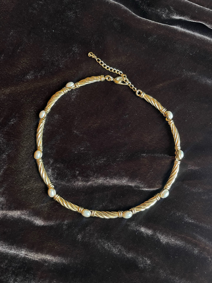 Vintage Burberry Golden Pearl Necklace