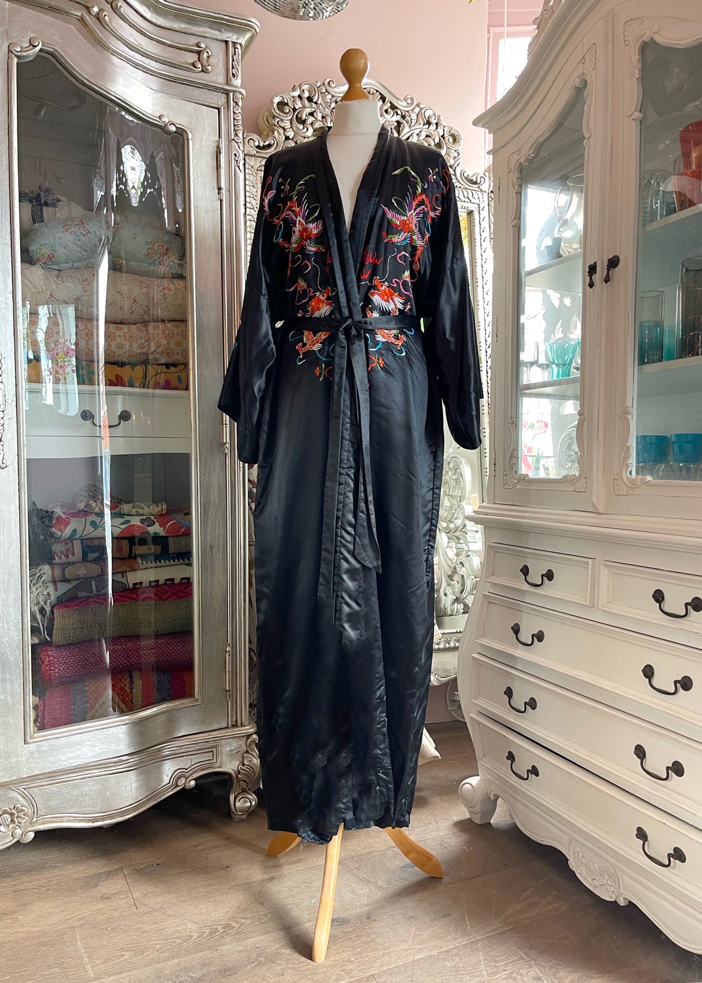Vintage Chinese Dragon Silk Kimono