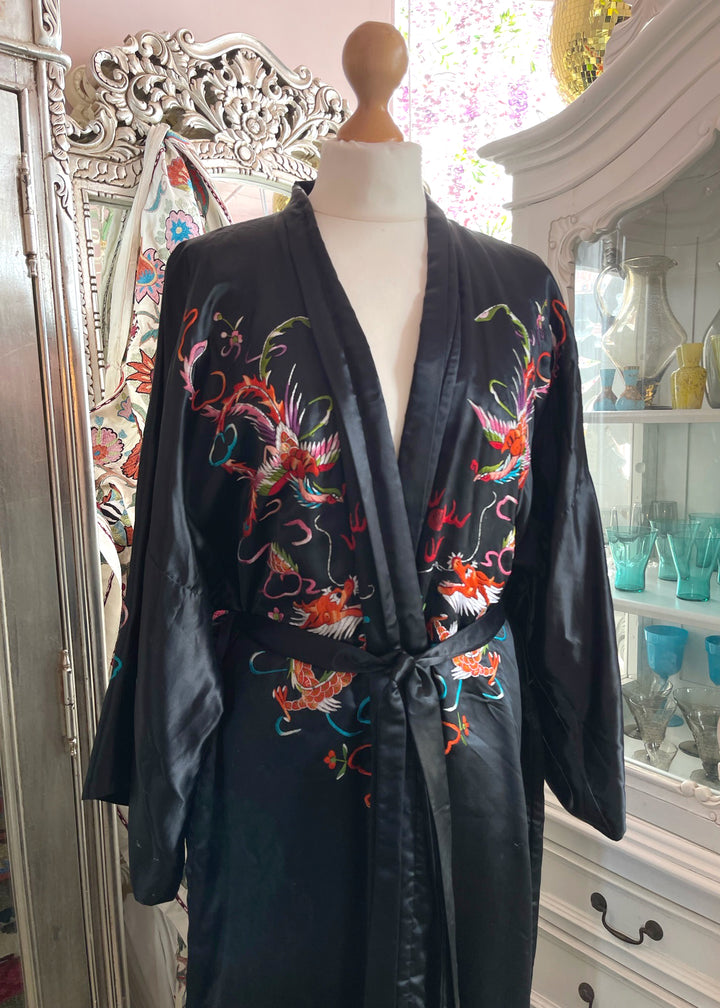 Vintage Chinese Dragon Silk Kimono