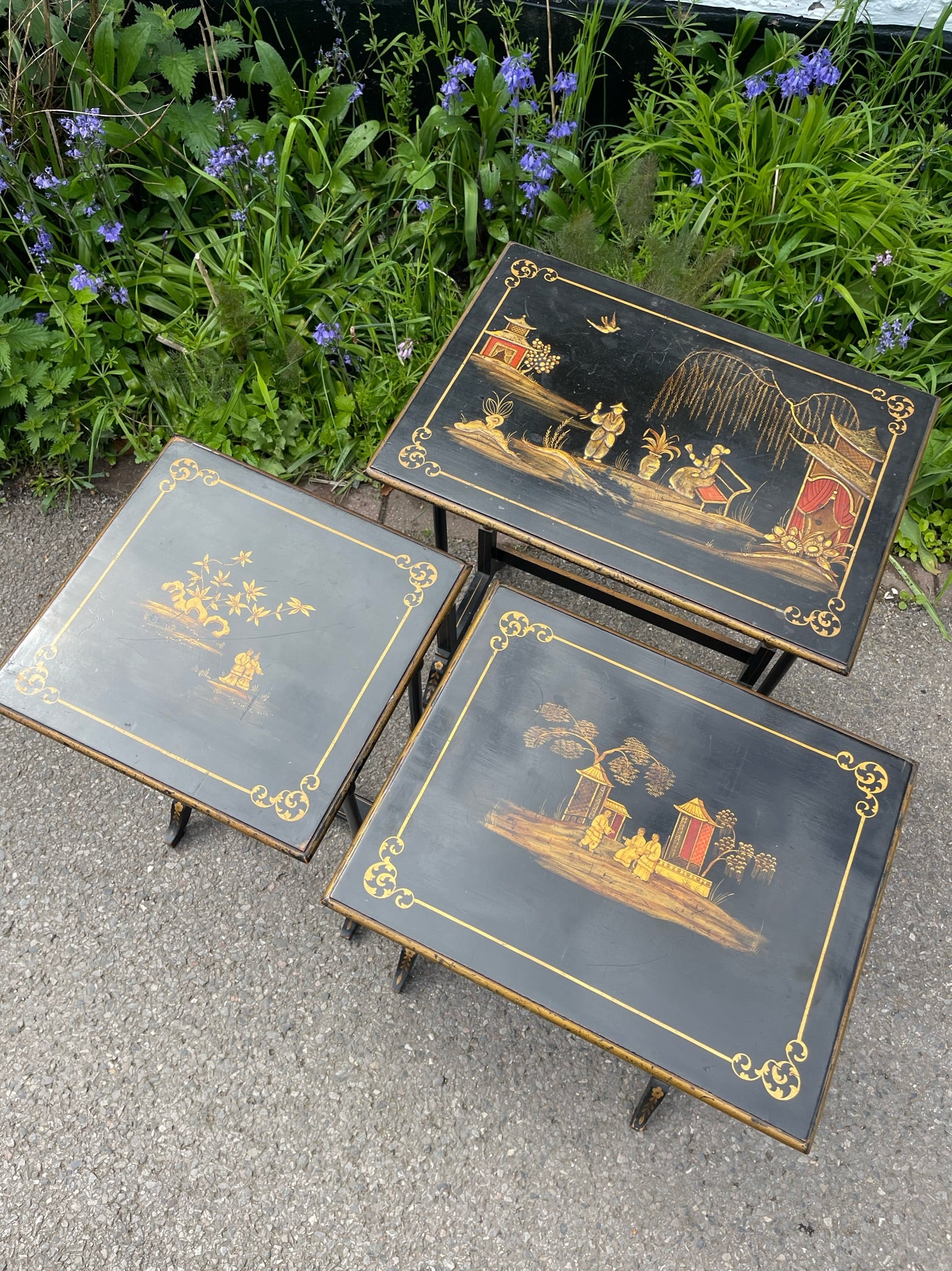 Vintage Chinese Lacquered Nesting Tables