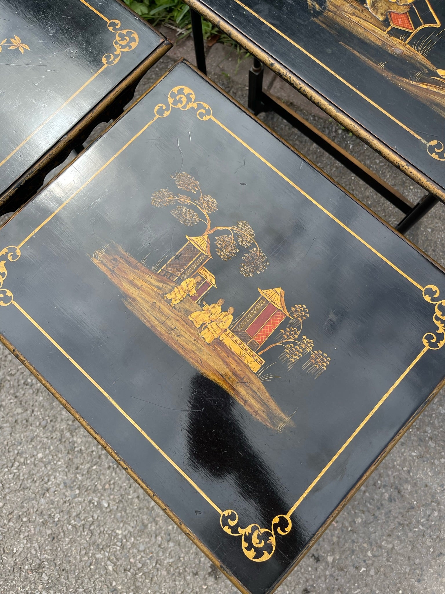 Vintage Chinese Lacquered Nesting Tables
