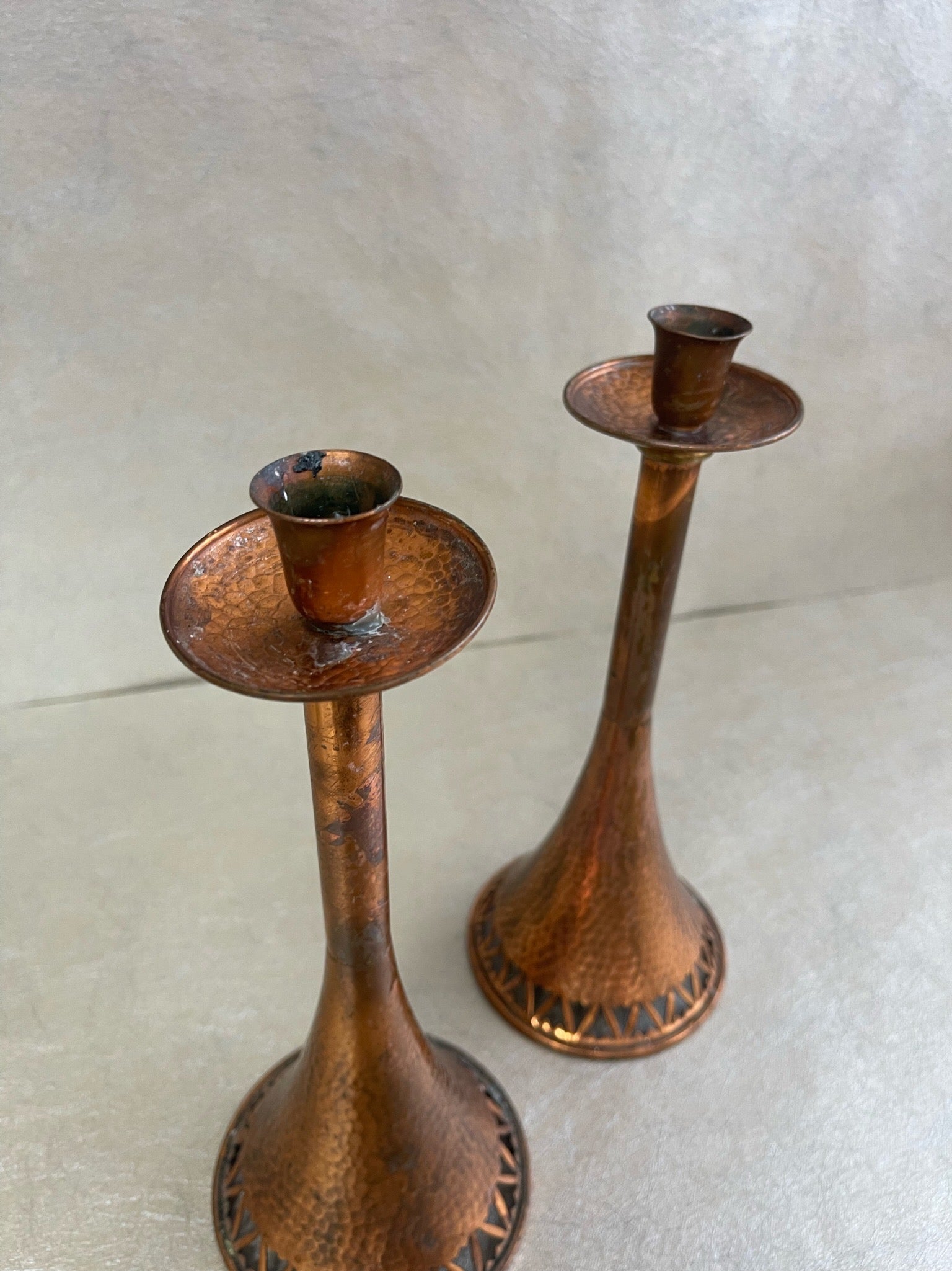 Vintage Copper Trumpet Candlestick