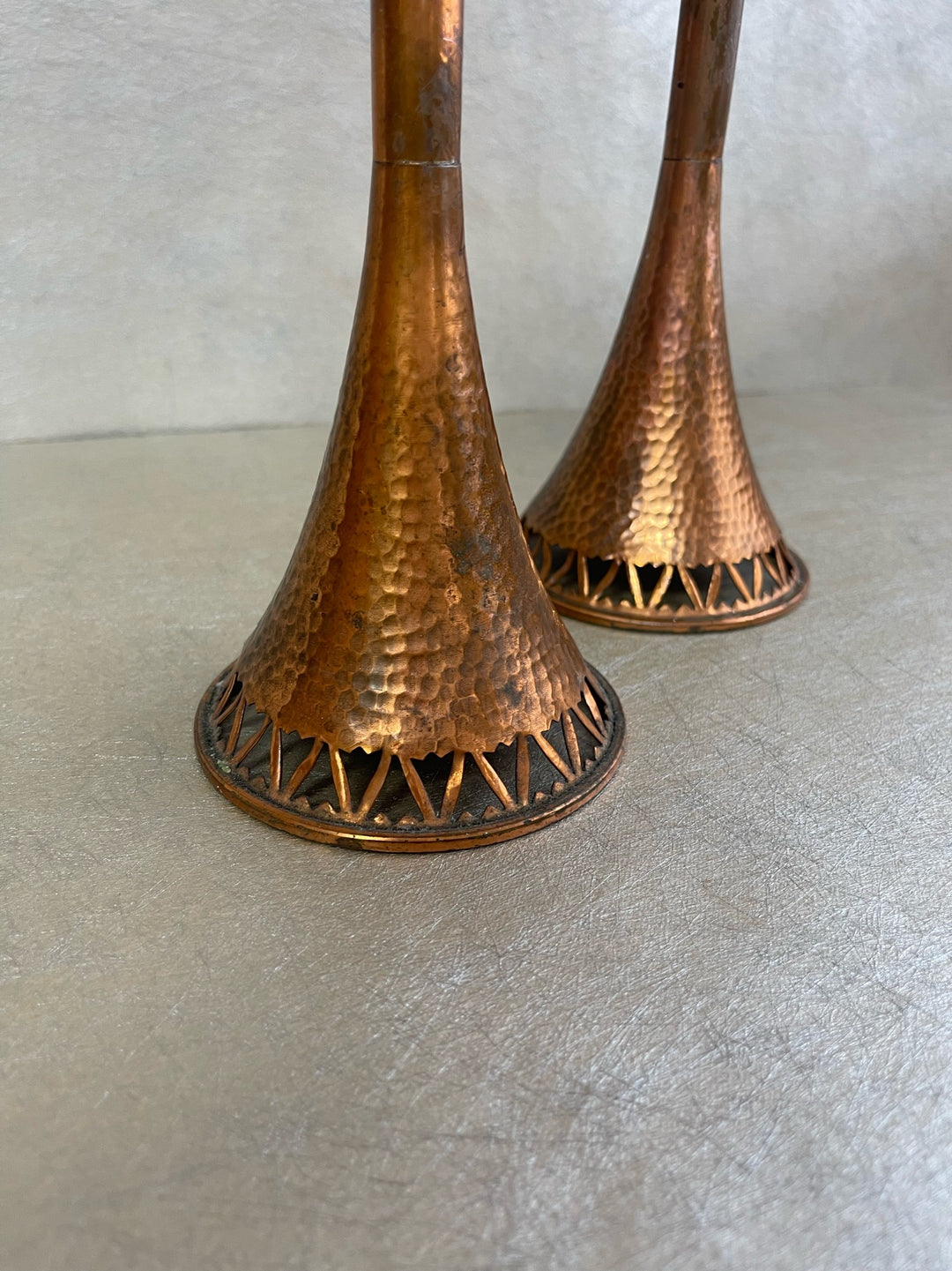 Vintage Copper Trumpet Candlestick
