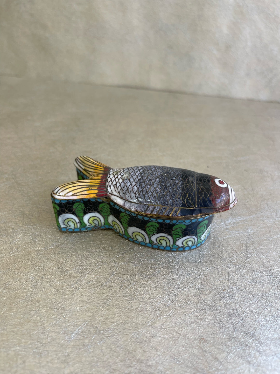 Vintage Enamel Fish Trinket Box