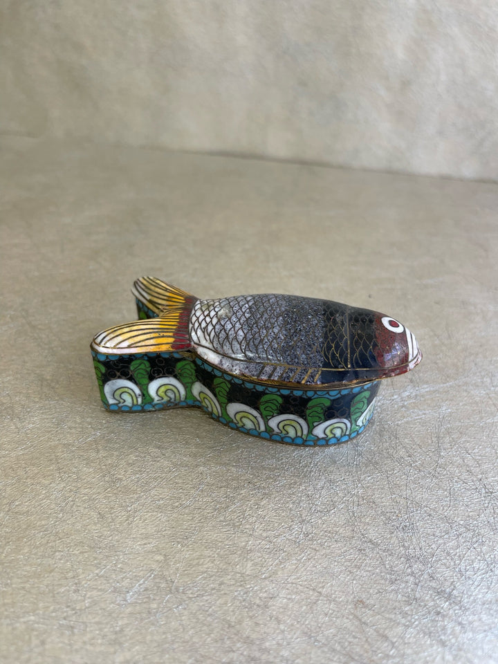 Vintage Enamel Fish Trinket Box