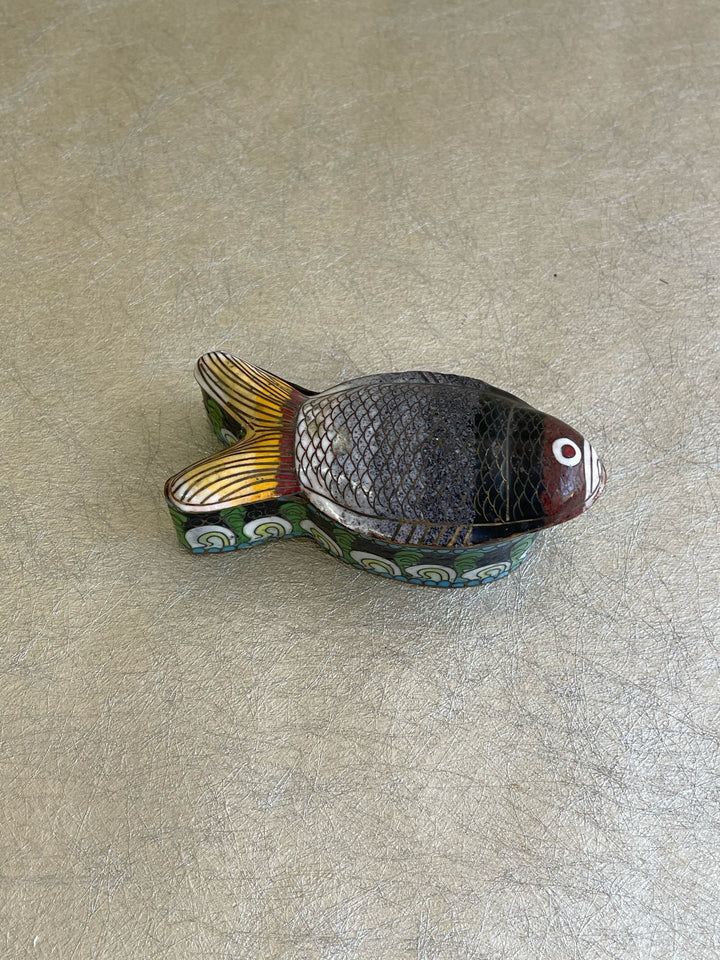 Vintage Enamel Fish Trinket Box