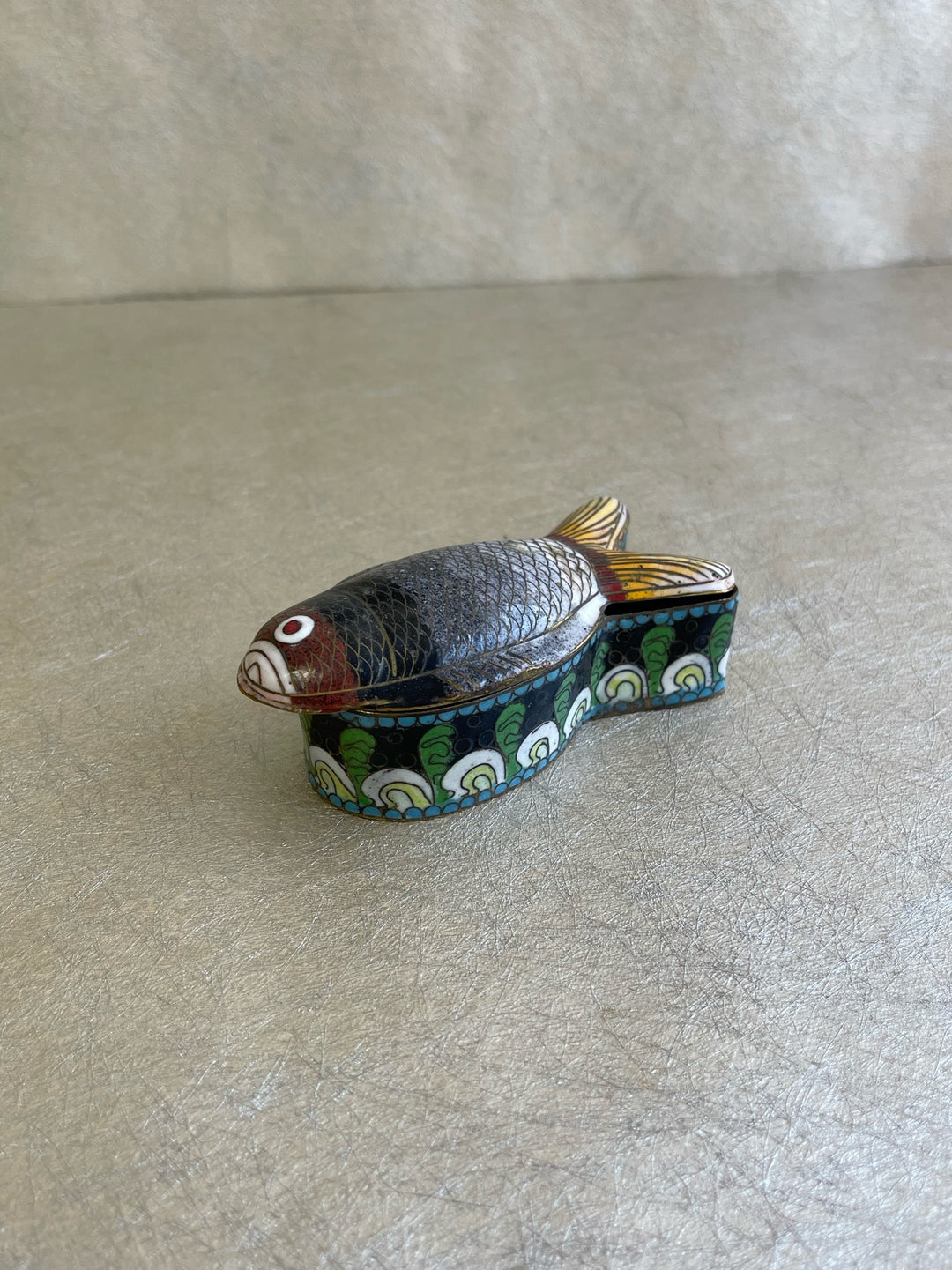 Vintage Enamel Fish Trinket Box