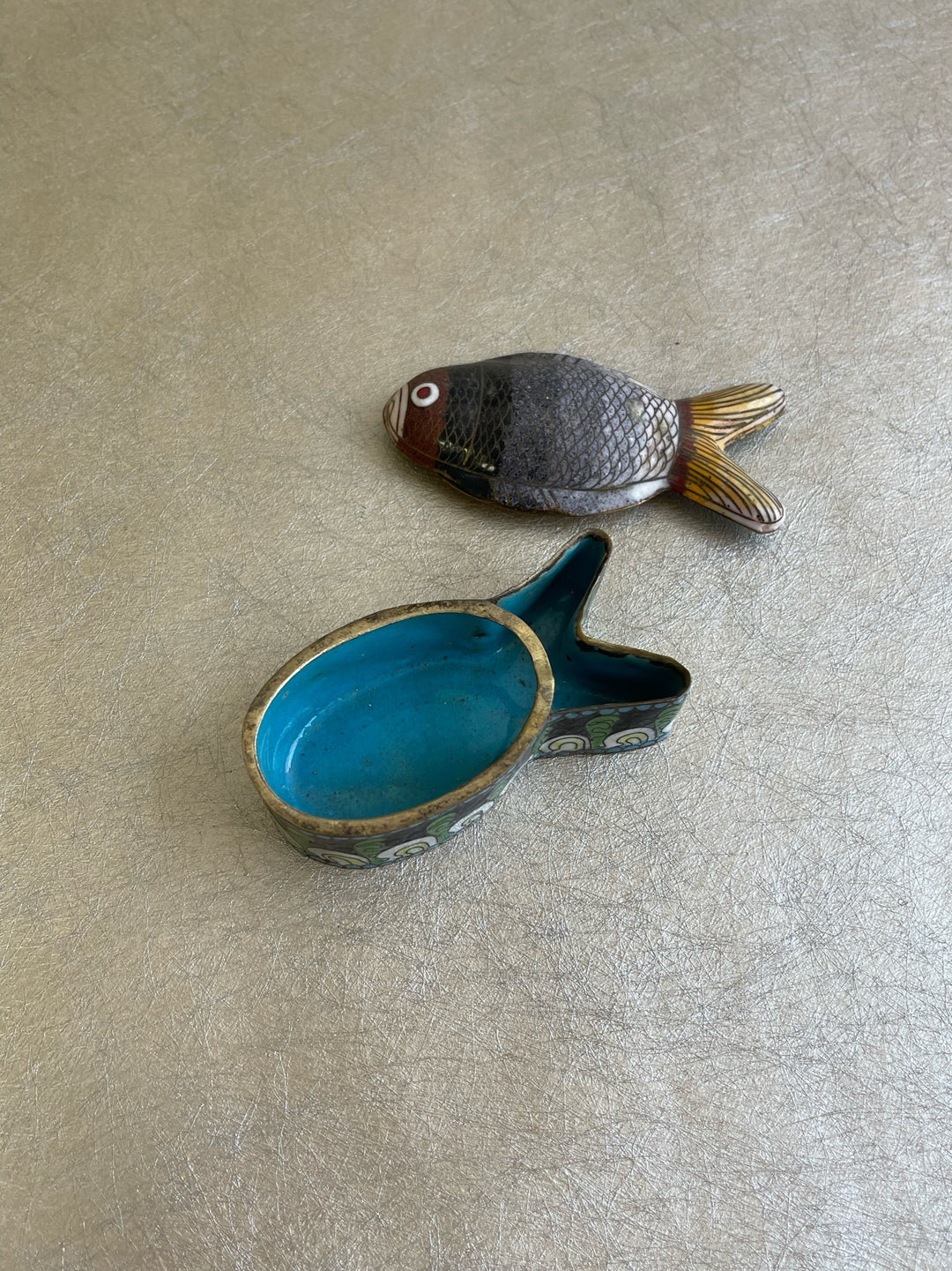 Vintage Enamel Fish Trinket Box