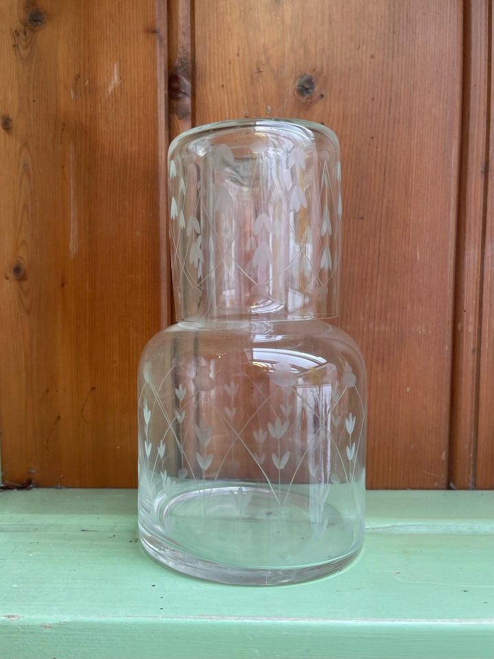 Vintage Etched Carafe &amp; Tumbler