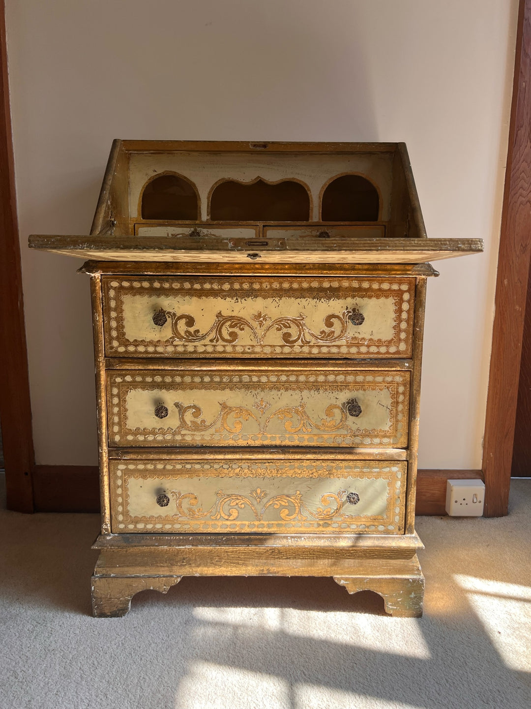 Vintage Gold Florentine Bureau