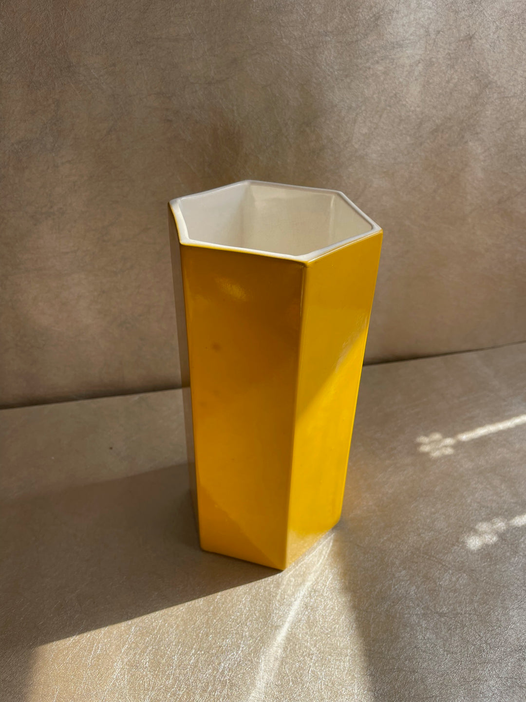 Waitsfield Ware Suffolk Yellow Hexagon Vase