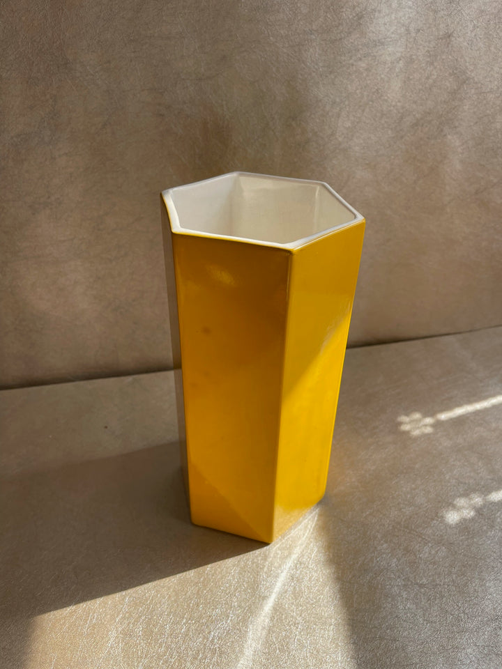 Waitsfield Ware Suffolk Yellow Hexagon Vase