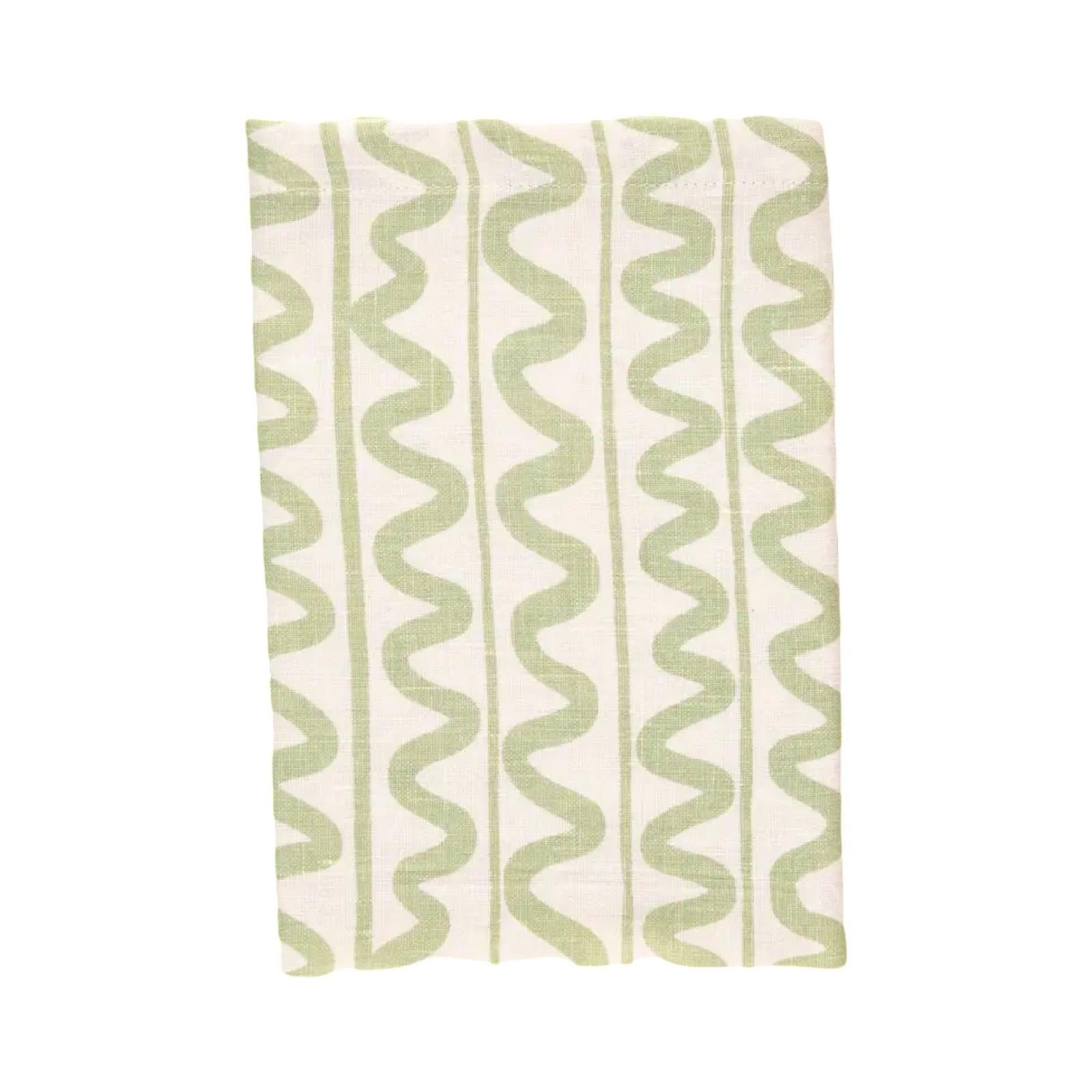 Wiggle Linen Napkin Set ~ Green