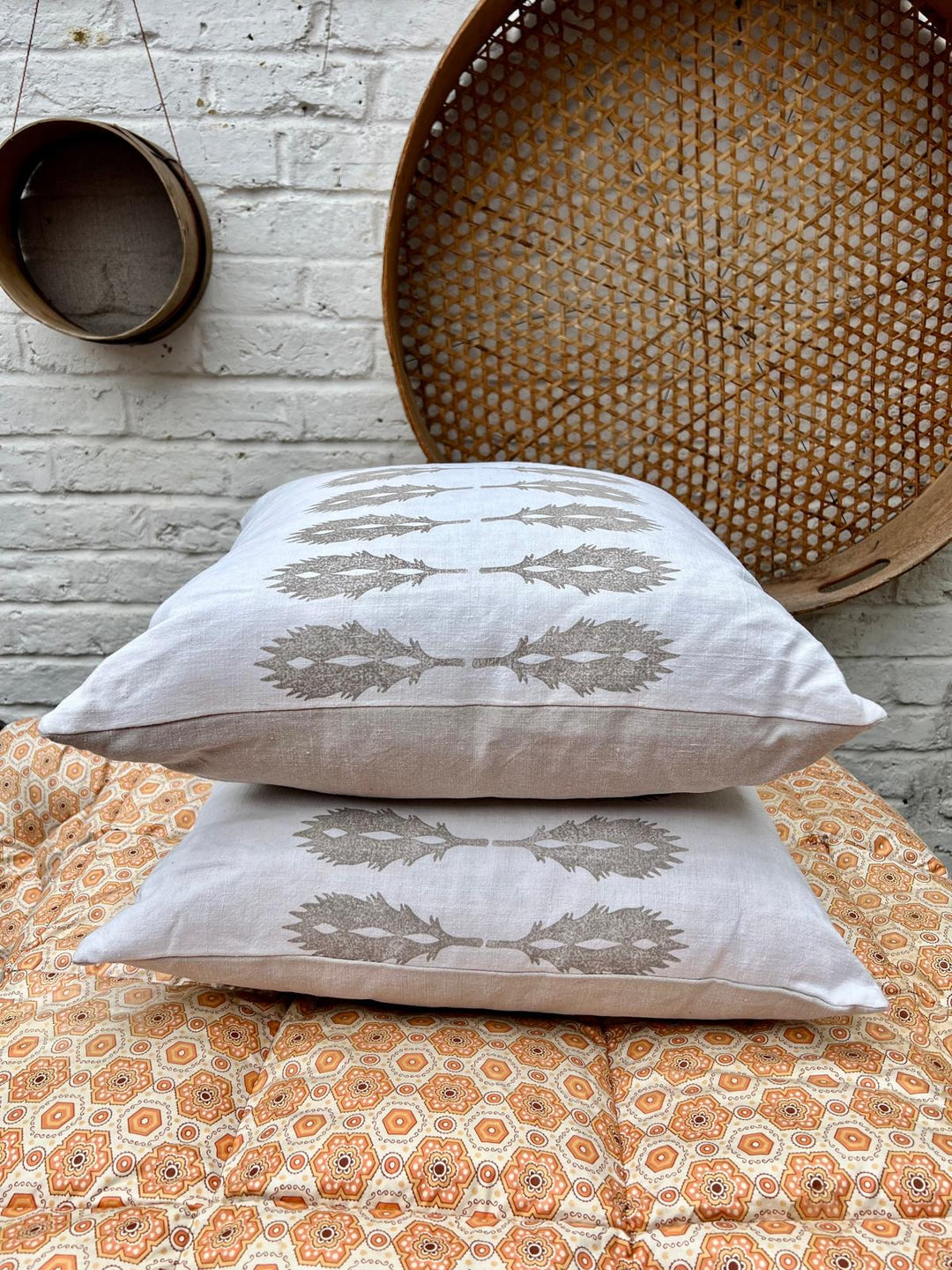 Indian Feather Antique French Linen Pillow