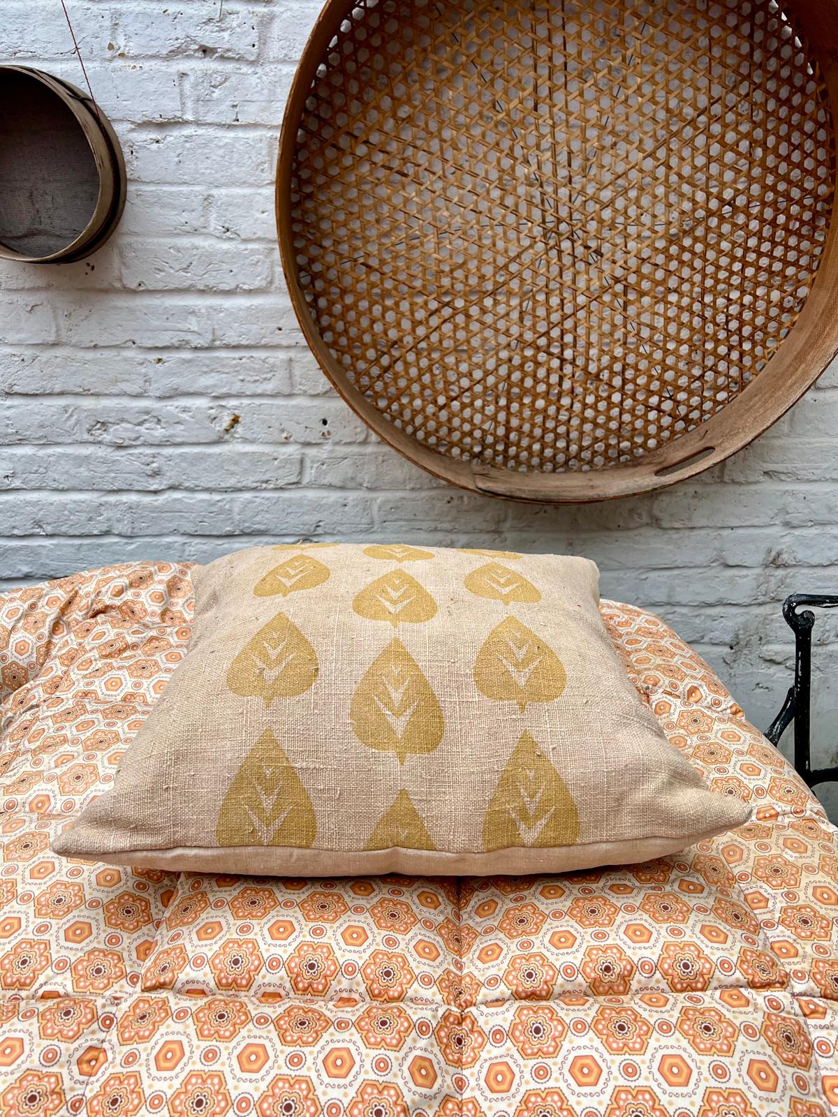 Naturally Dyed 19c French Hemp Cushion 