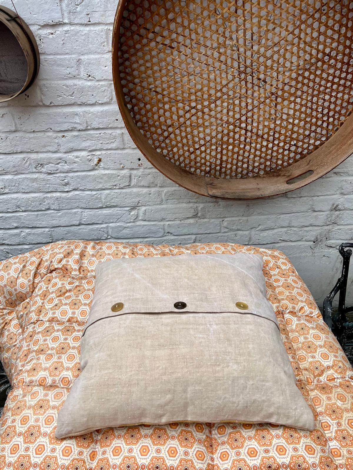 Naturally Dyed 19c French Hemp Cushion 
