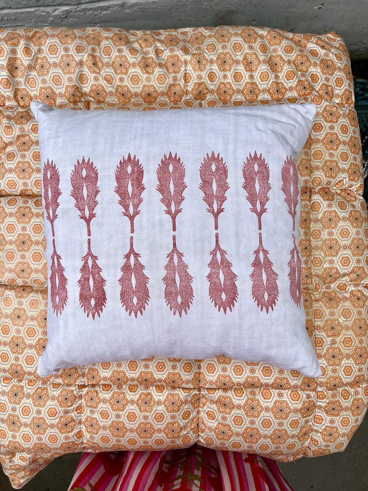 Indian Block Printed Antique French Linen Cushion