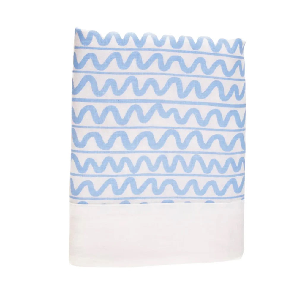 Wiggle Linen Tablecloth - Blue 