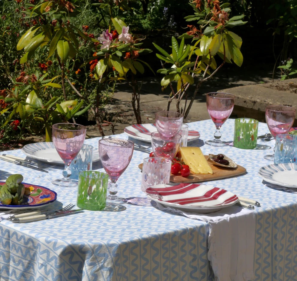 Wiggle Linen Tablecloth - Blue 