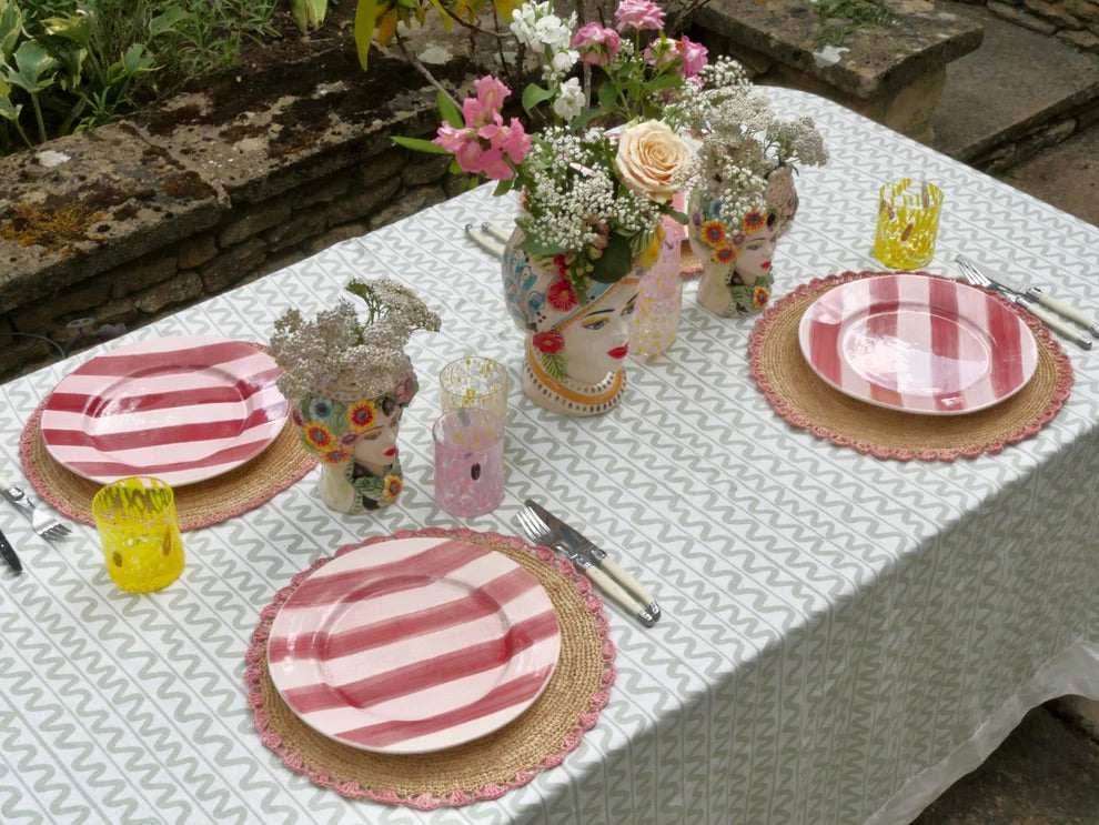 Wiggle Linen Tablecloth - Green