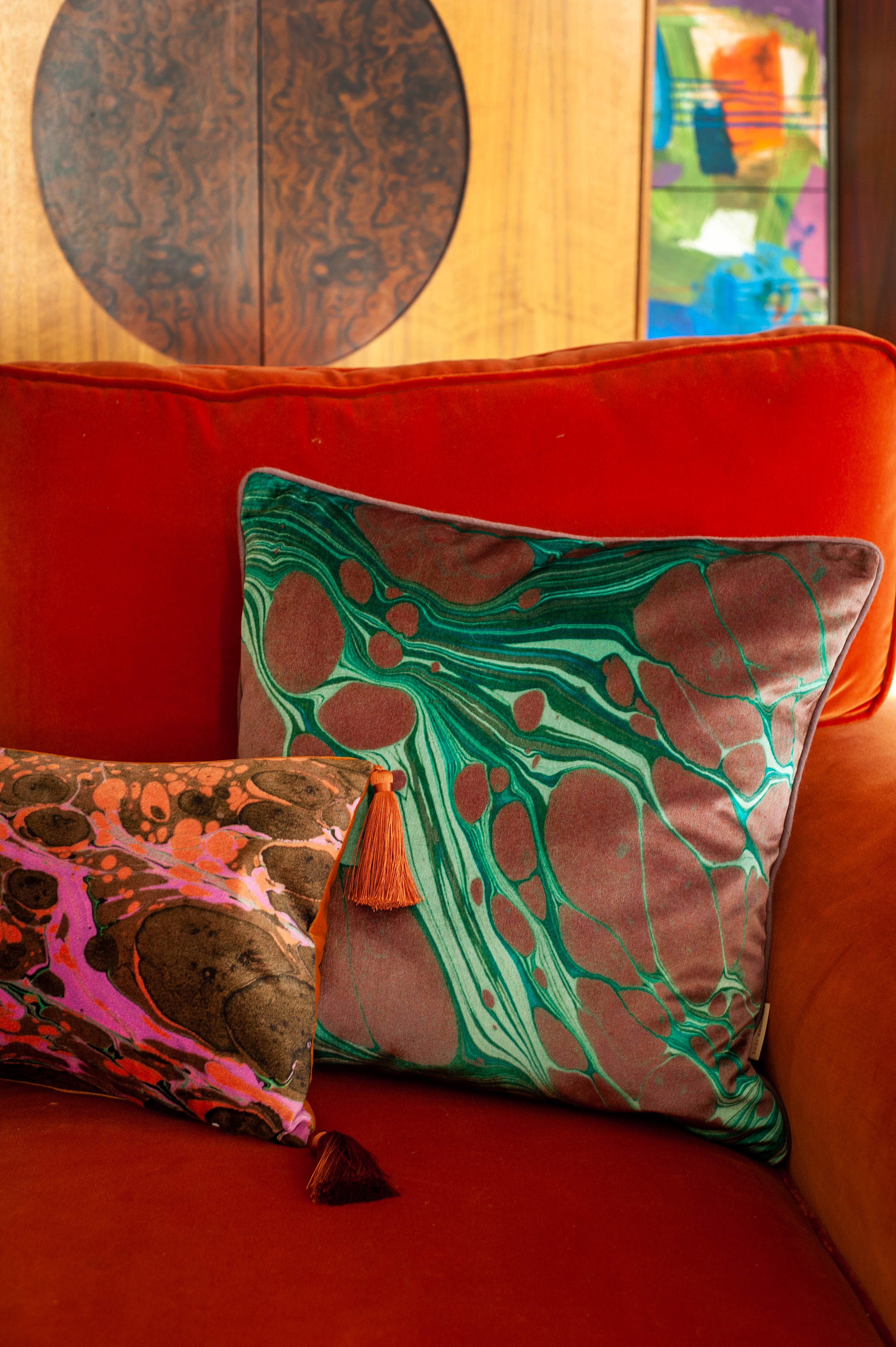 Emerald marbled Square Cushion