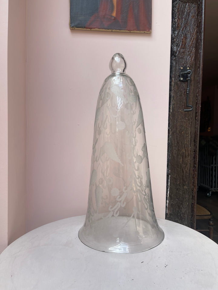 Vintage Etched Handblown Cloche
