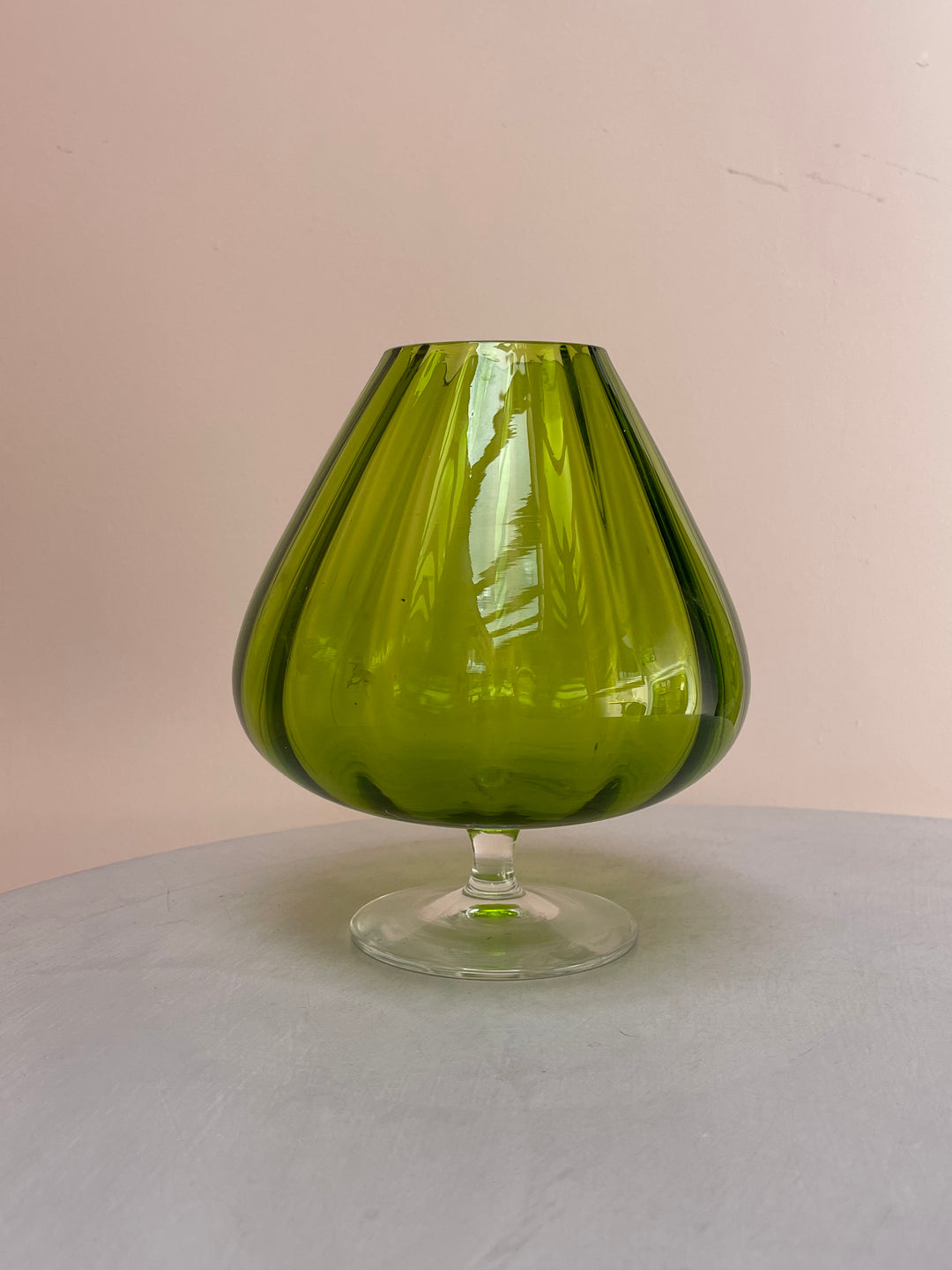 Handblown Green Onion Pedestal Vase