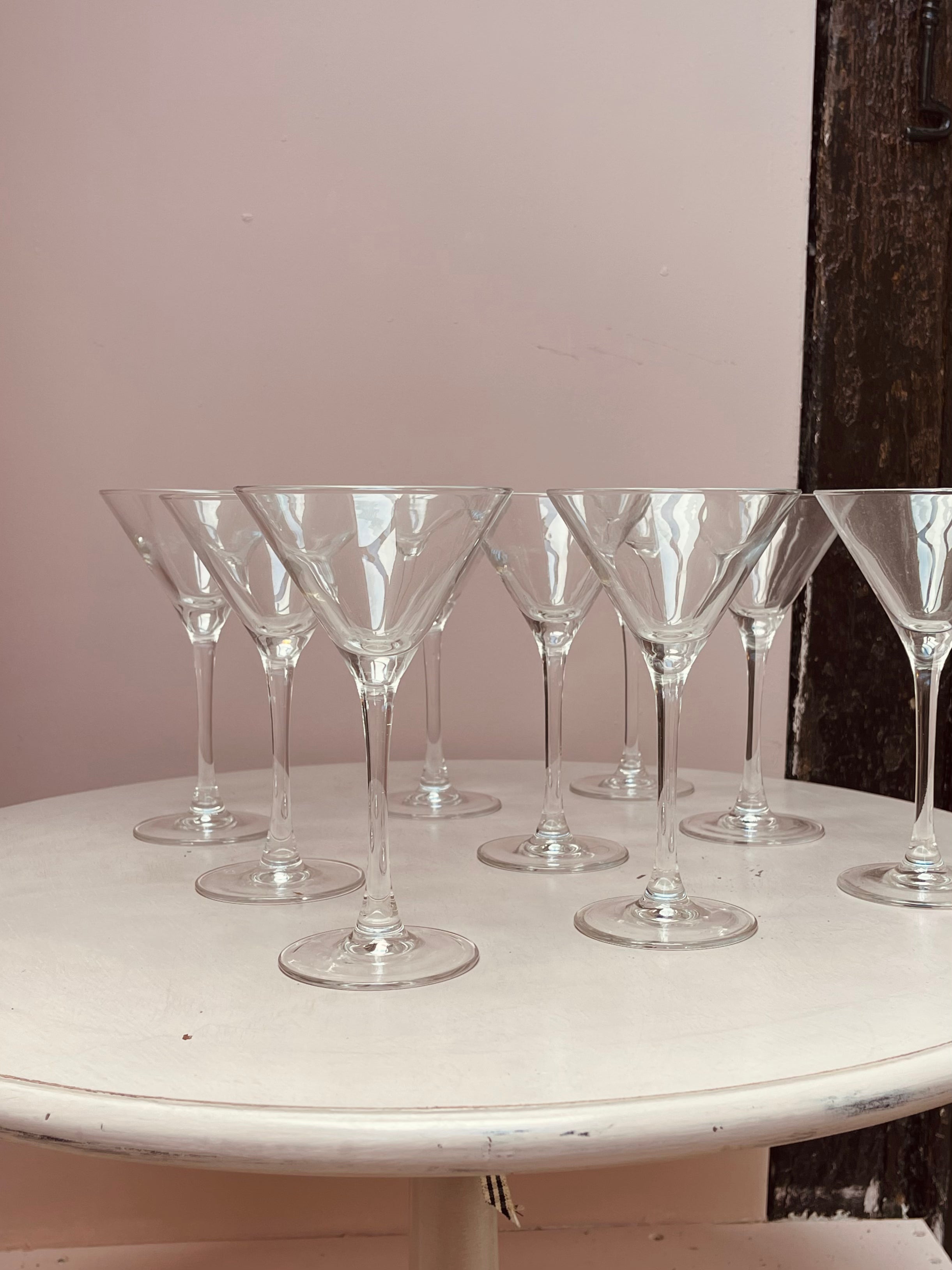 Set of Nine Classic Glass Martini Glasses