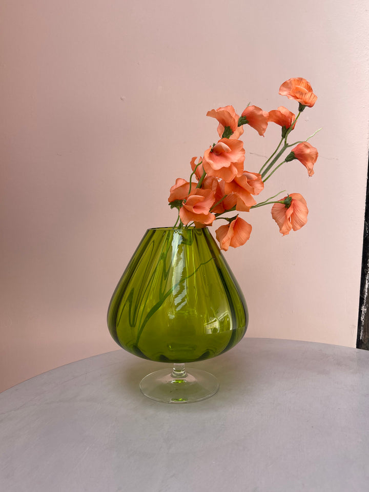Handblown Green Onion Pedestal Vase