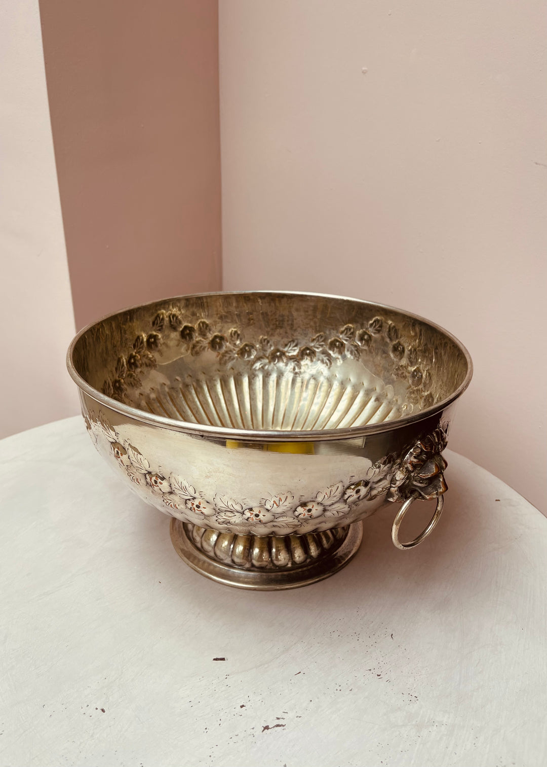 Silver Plated Lion Punch Bowl