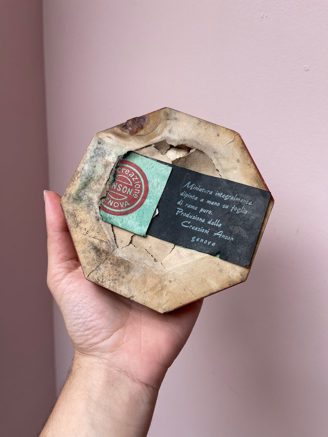 Miniature Octagonal Italian Oil Painting