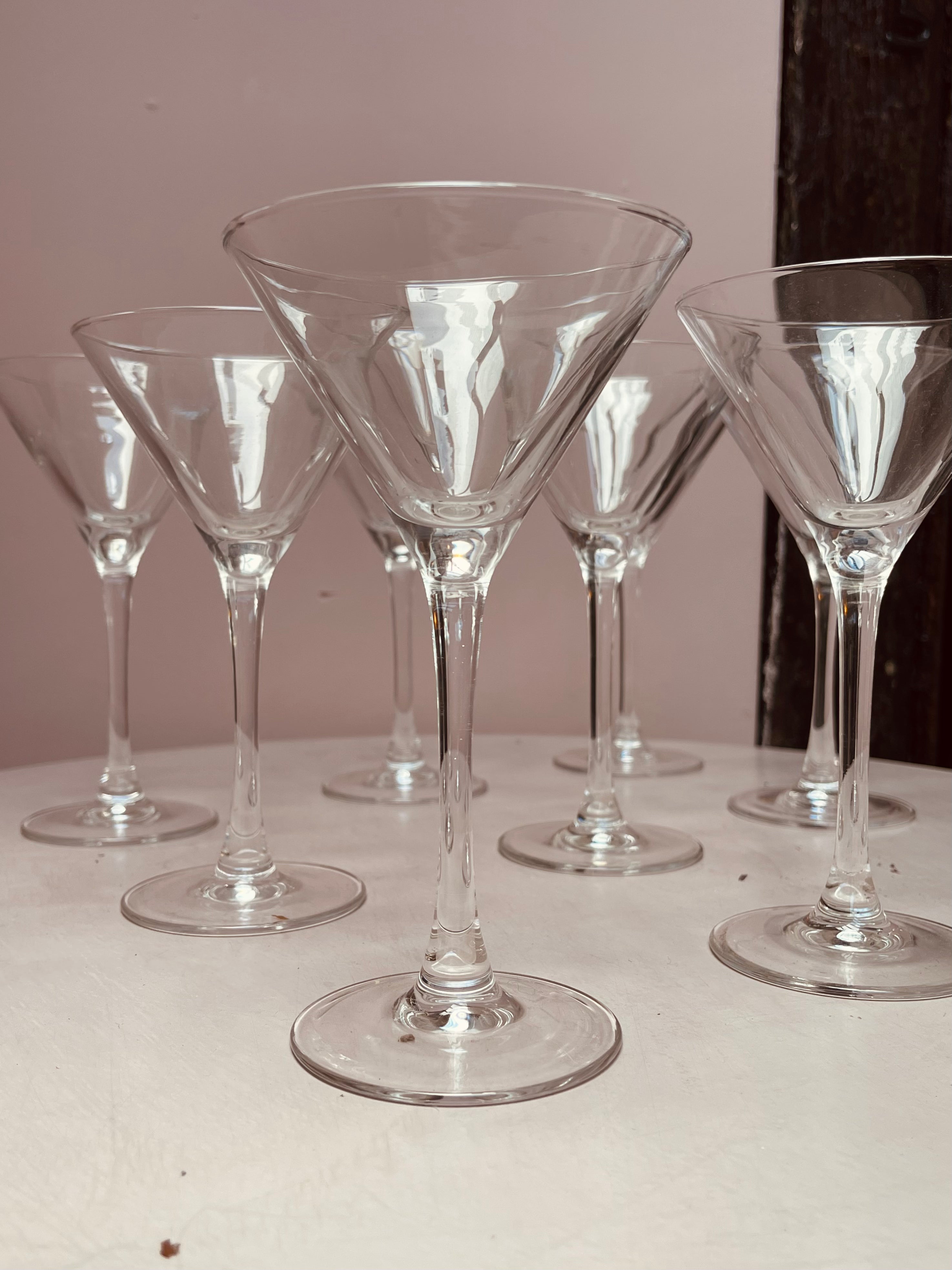 Set of Nine Classic Glass Martini Glasses