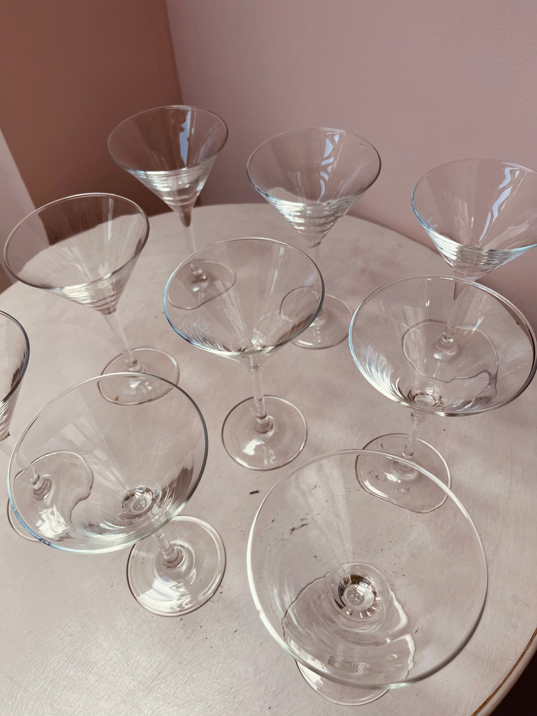 Set of Nine Classic Glass Martini Glasses