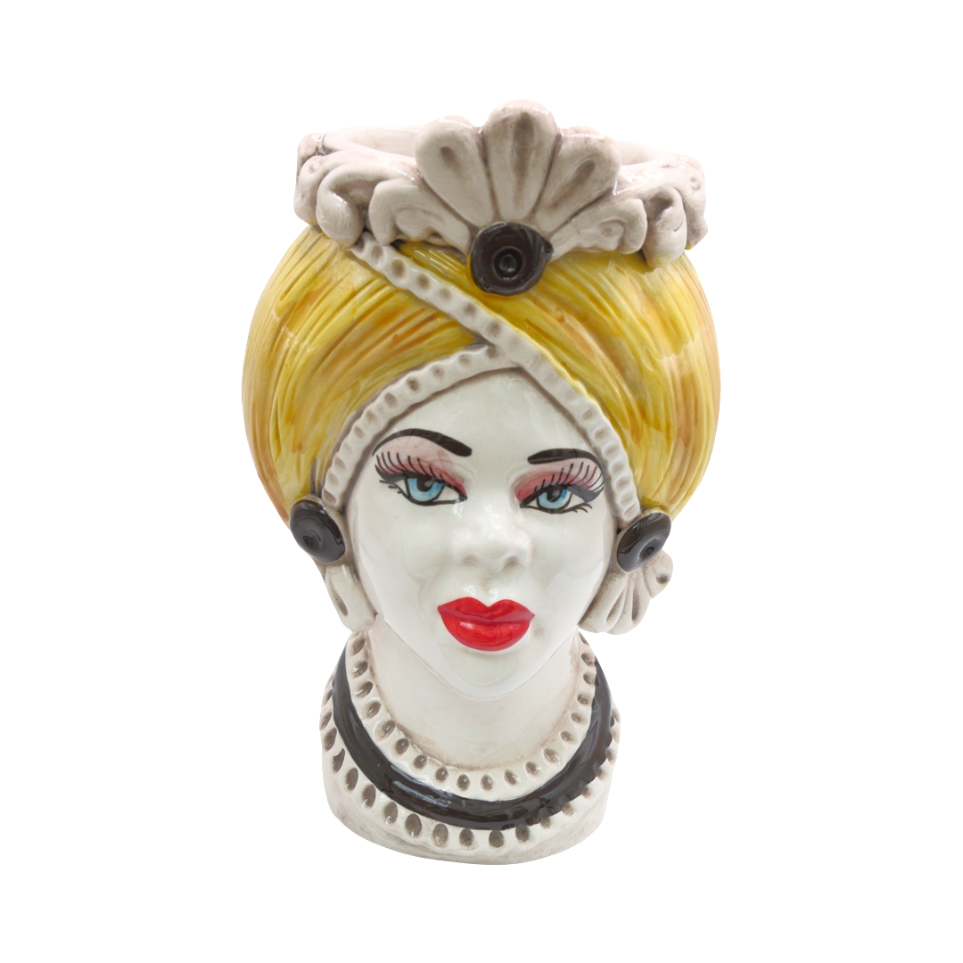 Sicilian Vase Head - Small Yellow Female