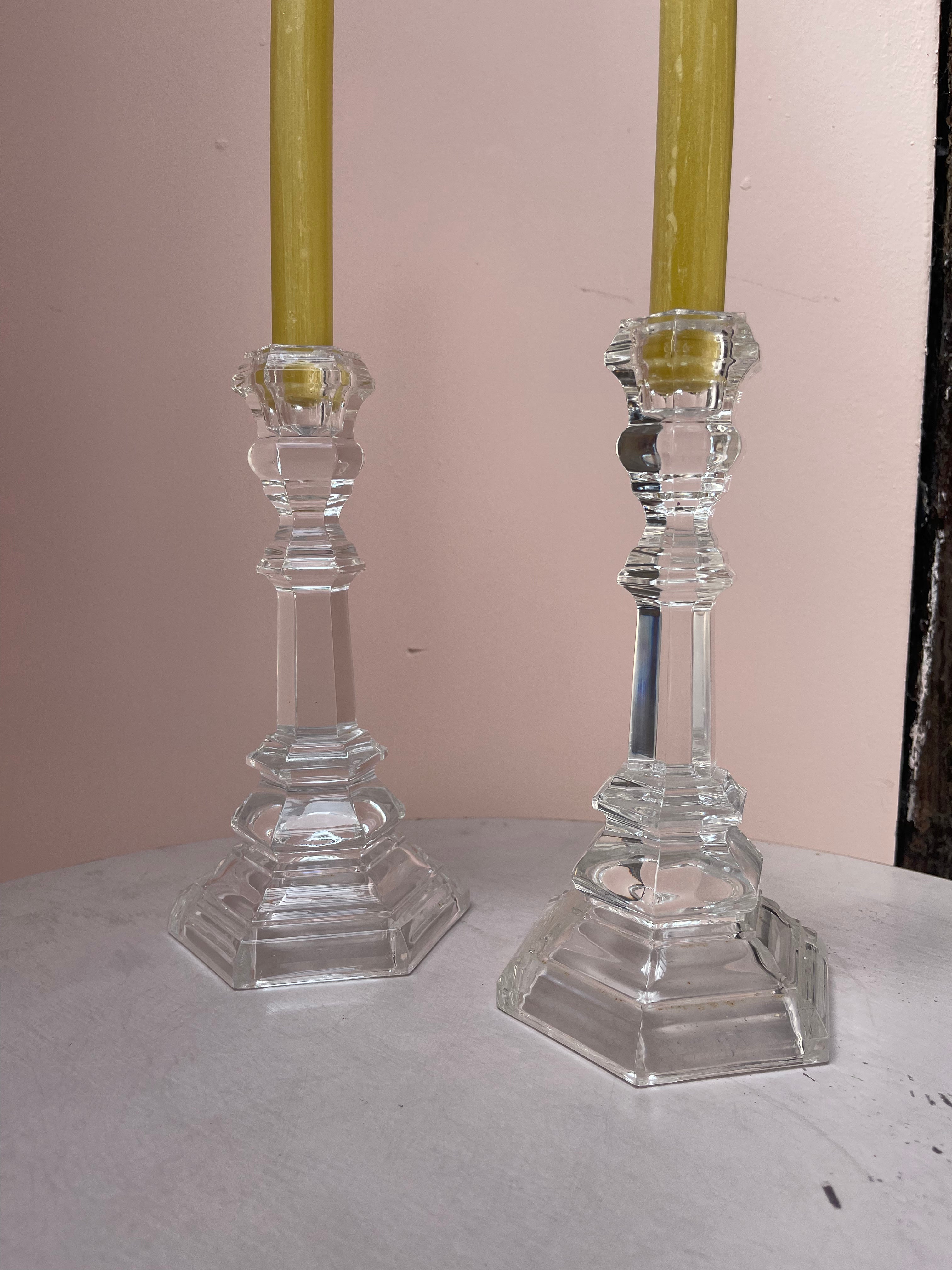 Pair of Rockwell Crystal Candlesticks