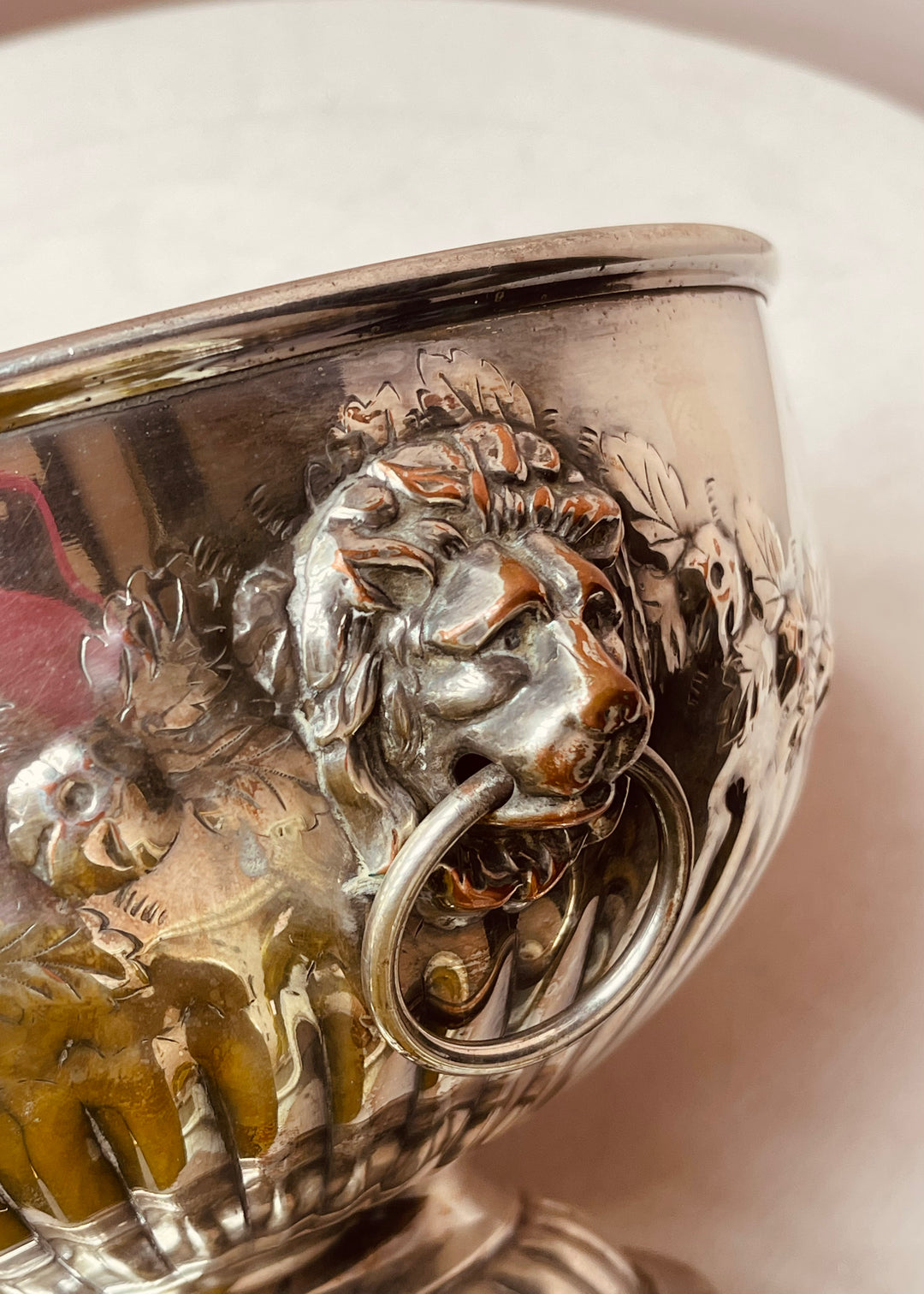 Silver Plated Lion Punch Bowl