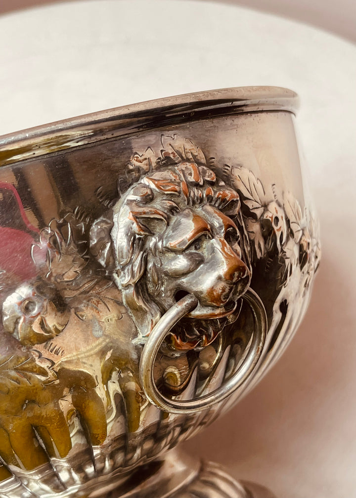 Silver Plated Lion Punch Bowl