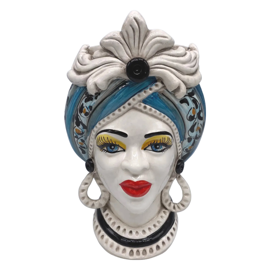 Sicilian Vase Head - Large Blue Female