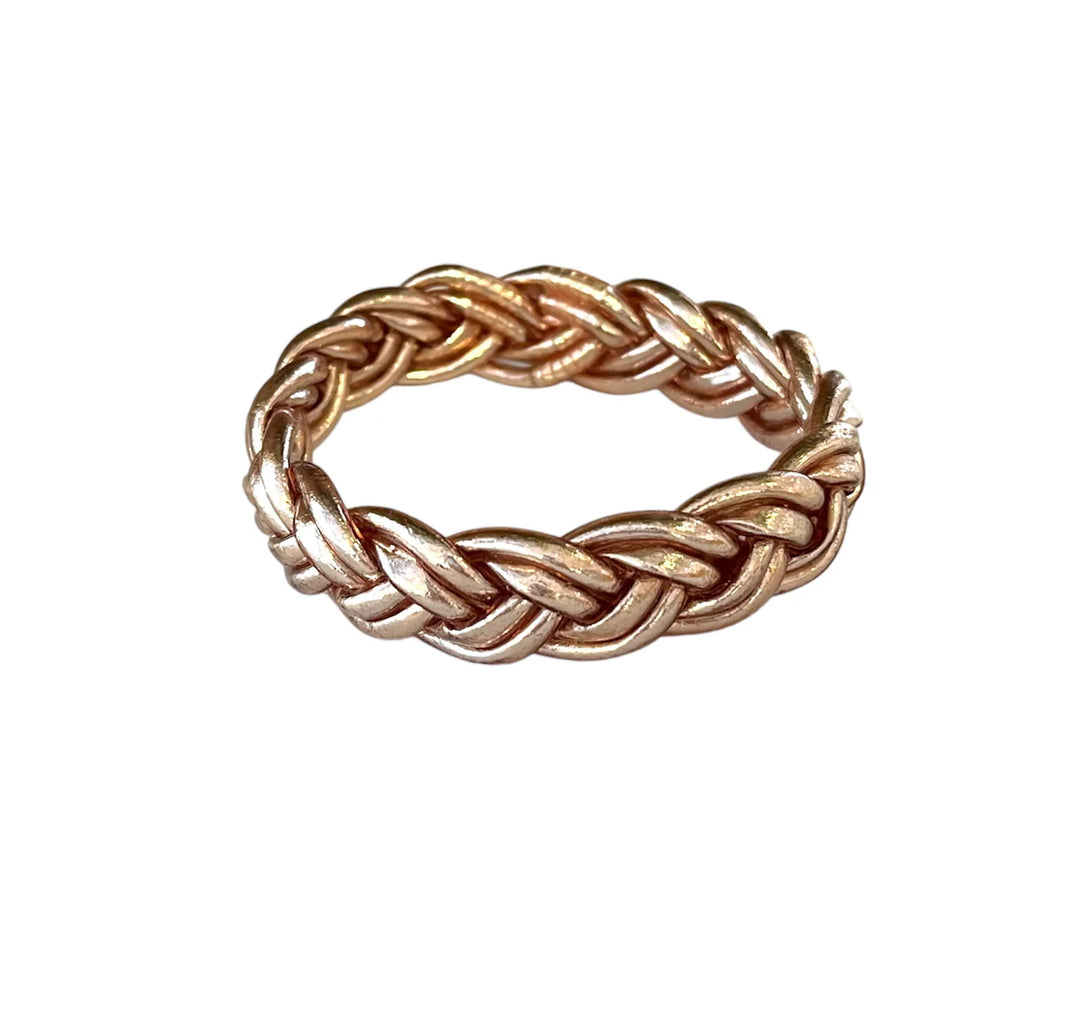 "DOUBLE BRAIDED BRACELET" Rose Gold Leaf - Pippa Gold