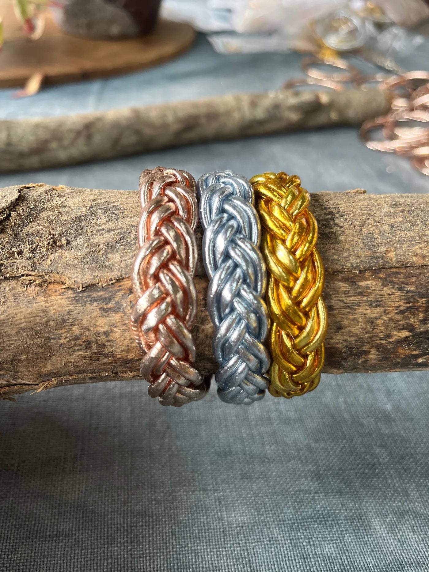 "DOUBLE BRAIDED BRACELET" Rose Gold Leaf - Pippa Gold