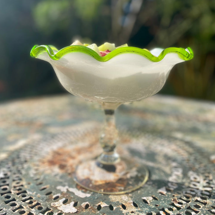 Milky Glass Pedestal Dish