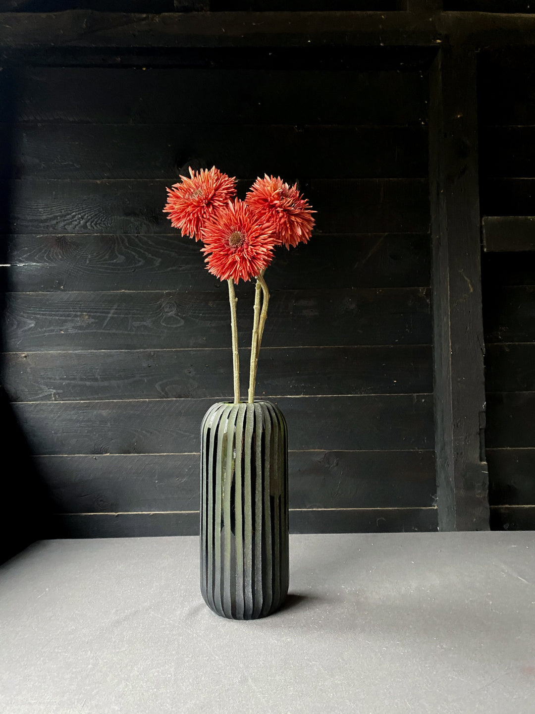 Faux Red Dahlia Stems