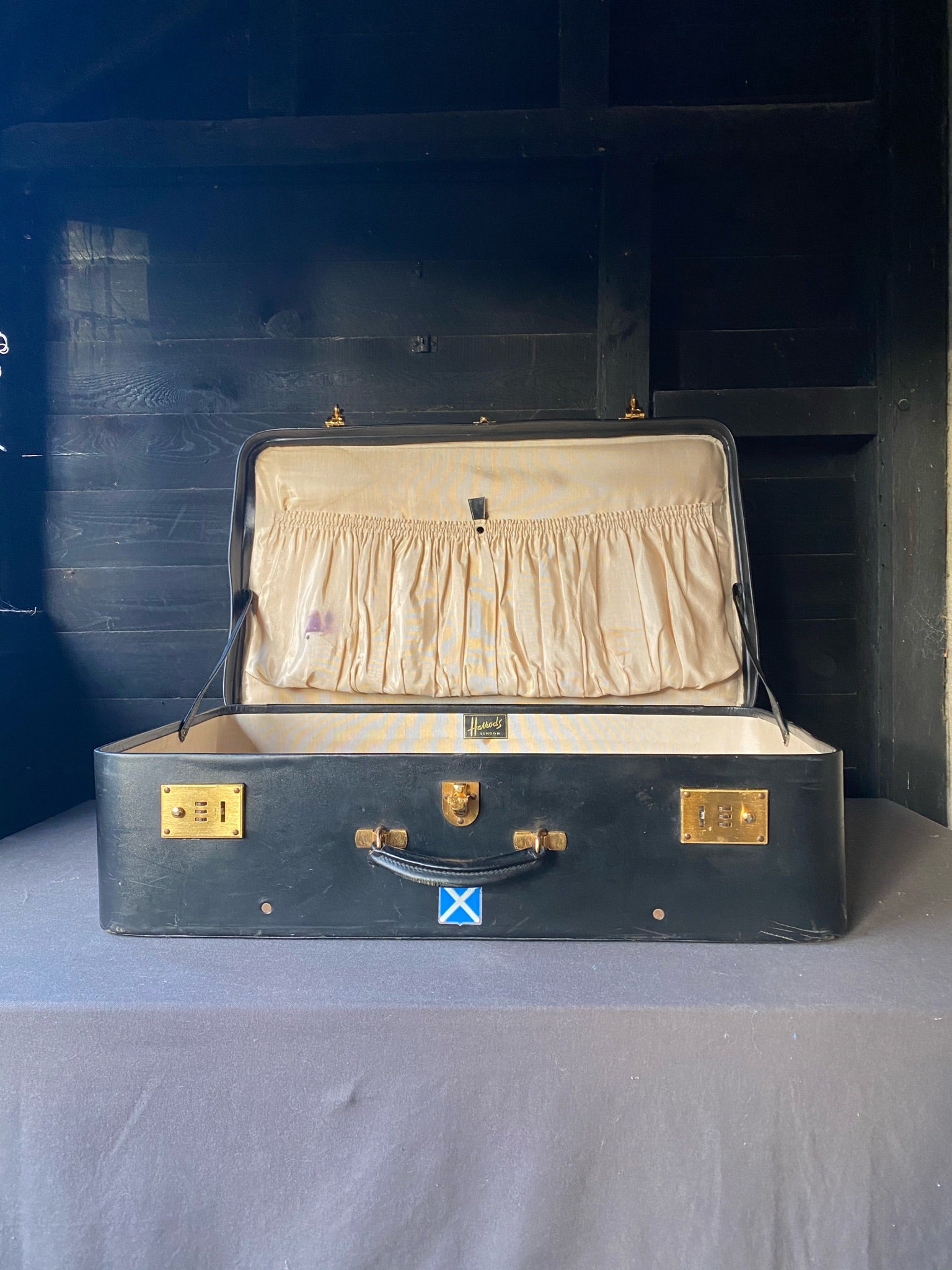 Vintage Medium Harrods Leather Suitcase