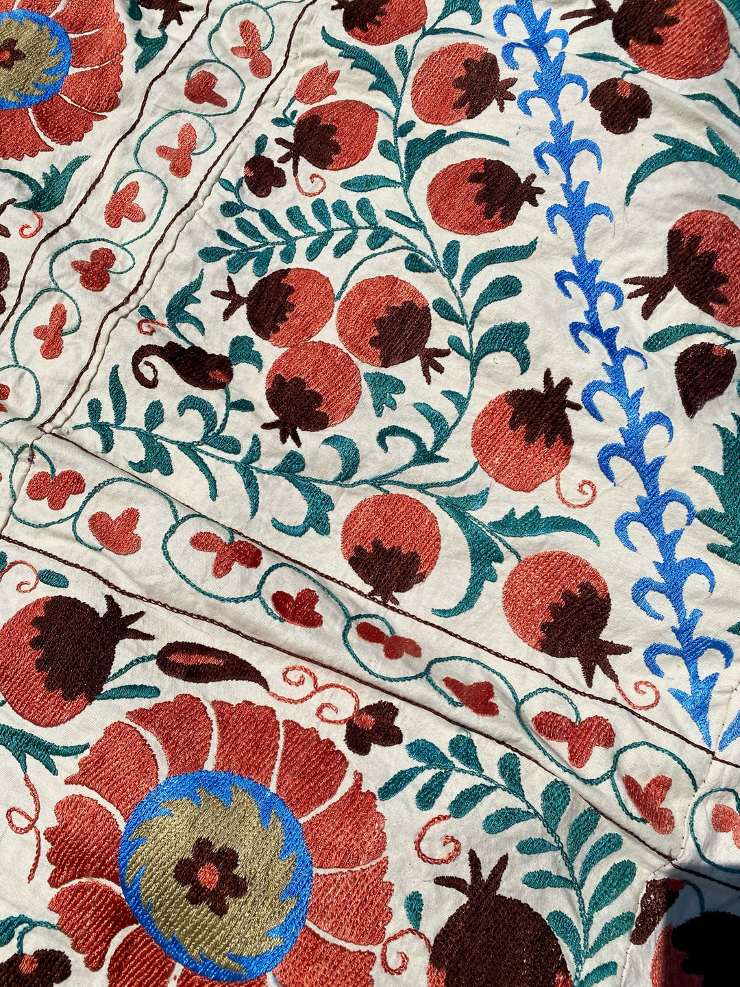 Peach &amp; Cornflower Suzani Throw