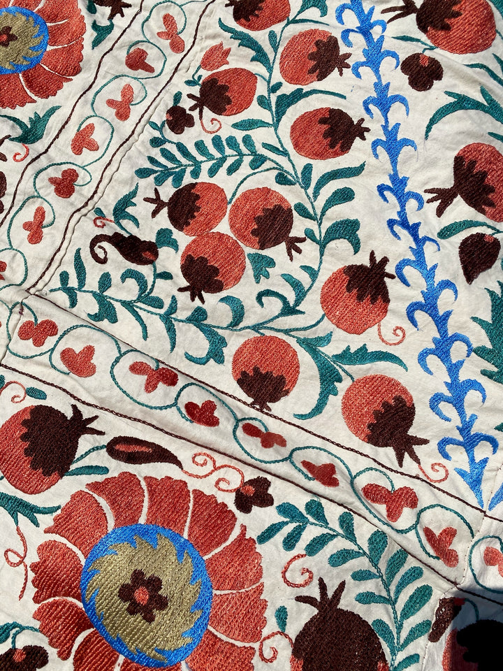 Peach &amp; Cornflower Suzani Throw