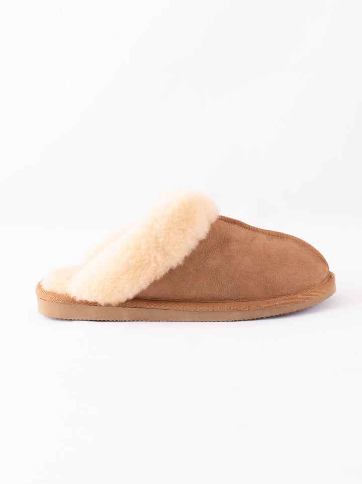Jessica Sheepskin Slip On Slippers - Chestnut