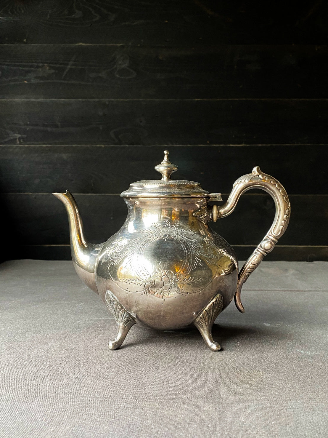 Vintage Monogramed ML Silver Plated Tea Pot