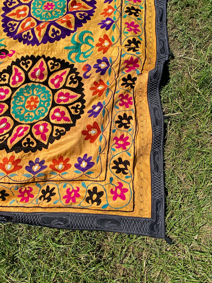 Ochre and Purple Suzani Throw