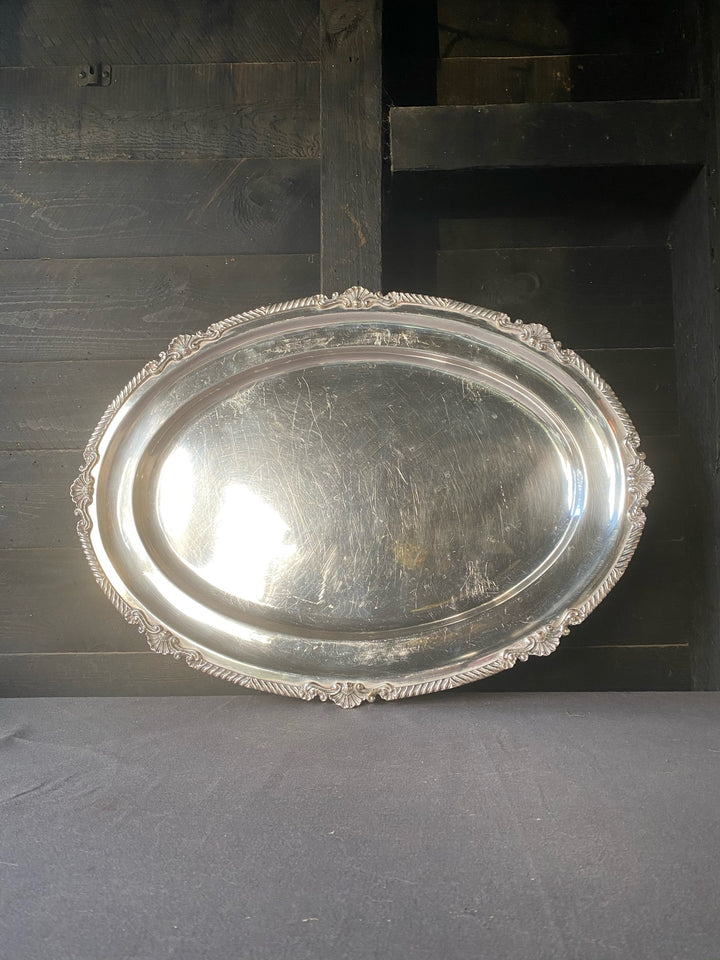 Large Silver Plated Ornate Oval Tray